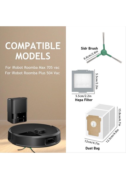 Yedek Parça Aksesuarı Irobot Roomba Max 705 Vac/plus 504 Vac Robotlu Süpürge Toz Torbası Filtreleri Yan Fırça (Yurt Dışından) fırsatları