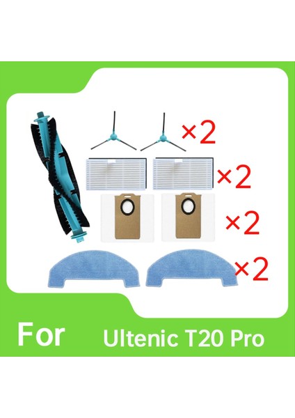 Ultenic T20 Pro Süpürme Makinesi Aksesuarları Için 9 Adet Ana Yan Fırça Paspas Filtresi Toz Torbaları (Yurt Dışından) modelleri