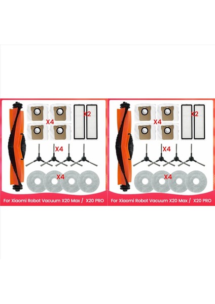 30 Adet Elektrikli Süpürge Fırçası Toz Torbası Filtre ve Paspas Bezi Seti Xiaomi X20 Max X20 Pro Elektrikli Süpürge Yedek Parçaları (Yurt Dışından)