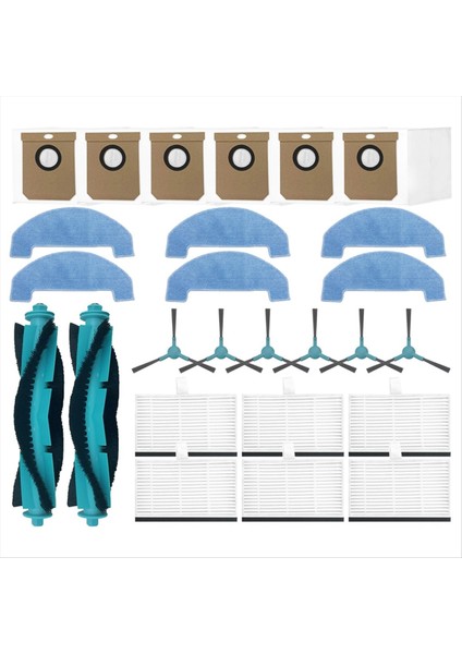 26 Adet Cecotec Conga 7690 Ölümsüz Max Elektrikli Süpürge Yedek Parçalar Ana Yan Fırça Hepa Filtre Paspas Bezi (Yurt Dışından)
