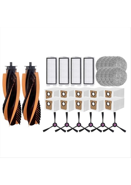 30 Adet Jonr P20 Pro/jonr T5 Pro Robotlu Süpürge Yedek Parça Ana Fırça Yan Fırça Filtre Paspas Bezi Toz Torbası (Yurt Dışından)