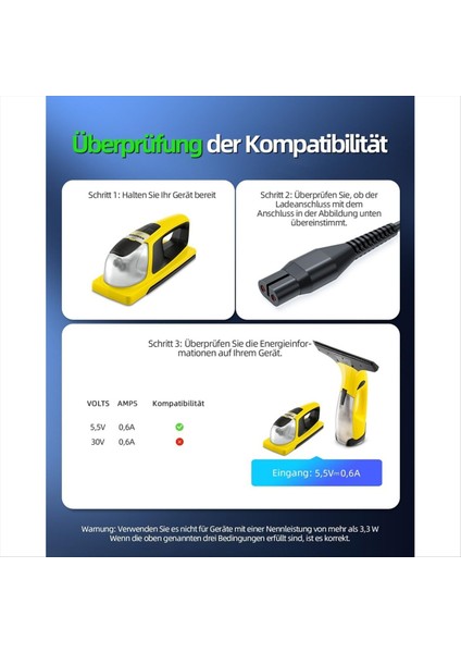 Karcher Pencere Elektrikli Süpürgesi Için Şarj Kablosu Şarj Cihazı Wv1 Wv2 Wv5 WV60 Wv1/wv2/45/52 Artı Wv5 Premium Ab Tak (Yurt Dışından) modelleri