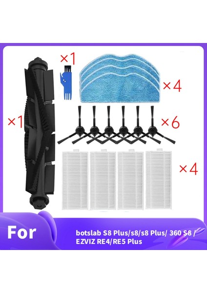 Botslab S8 Plus/s8/s8 Plus/ 360 S8 / Ezvız Re4/re5 Plus Elektrikli Süpürge Parçaları Ana Yan Fırça Filtreleri Paspas (Yurt Dışından) fırsatları
