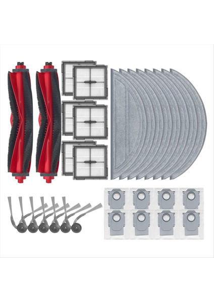 30 Adet Roborock Q10 S5/Q10 S5+/Q10 X5/Q10 X5+/Q10 VF/Q10 Vf+ Yedek Parça Ana Yan Fırça Filtre Paspas Bezi Toz Torbası (Yurt Dışından) modelleri