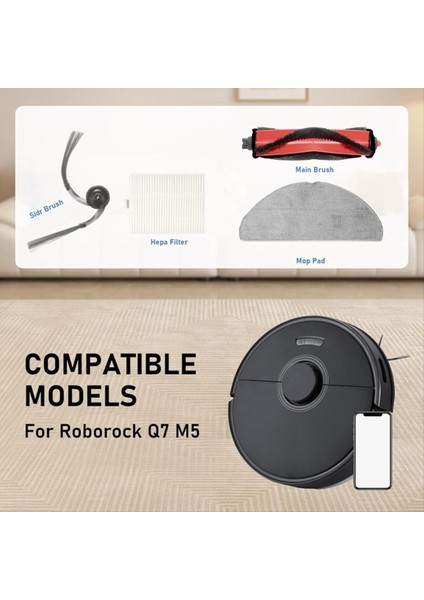 Roborock Q7 M5 / Q7 M5+ / Q7 L5 / Q7 L5+ Iç Robotlu Süpürge Parçaları Ana Yan Fırça Paspas Bez Filtre (Yurt Dışından) indirimleri