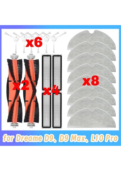 Dreame Için Uygun D9 D9 Max L10 Pro Robot Vakum Yedek Parça Sarf Malzemeleri Ana Yan Fırça Hepa Filtre Paspas Bezleri (Yurt Dışından) fırsatları