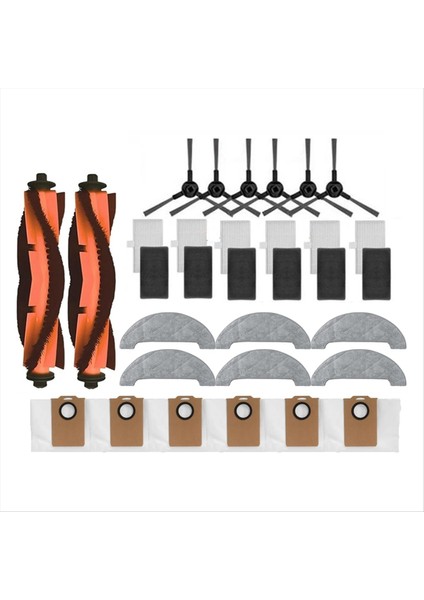 Dreame Mova E20 Pro Plus/trouver E20 Pro Plus Için 26 Adet Yedek Parça Vakum Fırçası Toz Torbası Filtre Paspas Bezi (Yurt Dışından)