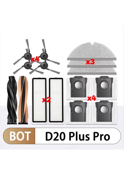 Dreame D20 Pro Plus / Dreame D20 Pro Vakum Parçaları Ana Yan Fırça Paspas Bezi Hepa Filtre Aksesuarları (Yurt Dışından) fırsatları