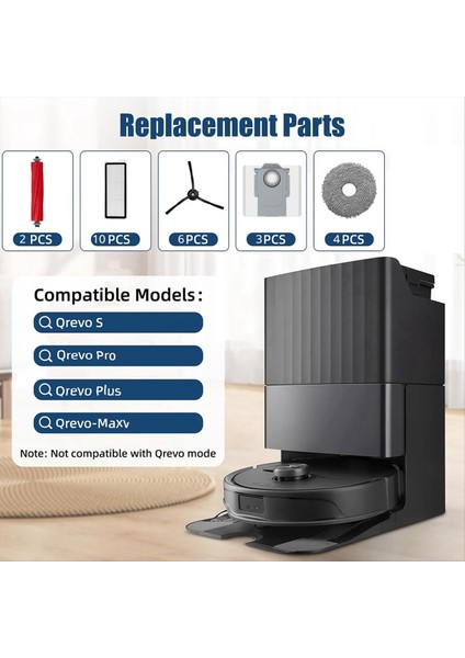 Roborock Qrevo Plus/qrevo S/qrevo Maxv Robot Vakum Aksesuarları Paspas Bezleri Hepa Filtre Ana Yan Fırça Seti Için Uygun (Yurt Dışından) modelleri