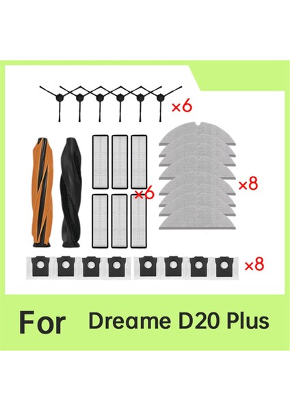 Dreame D20 Pro / D20 Pro Plus Için Yedek Fit Robot Vakum Aksesuarları Ana Yan Fırça Filtresi Toz Torbası Yedek Parça (Yurt Dışından) fırsatları