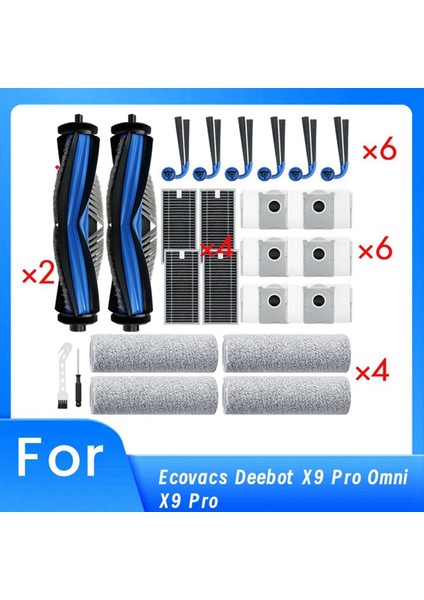 Ecovacs Deebot X9 Pro Omni X9 Pro Vakum Robotu Ana Yan Fırça Paspas Filtresi Toz Torbaları Için 24 Adet (Yurt Dışından) fırsatları