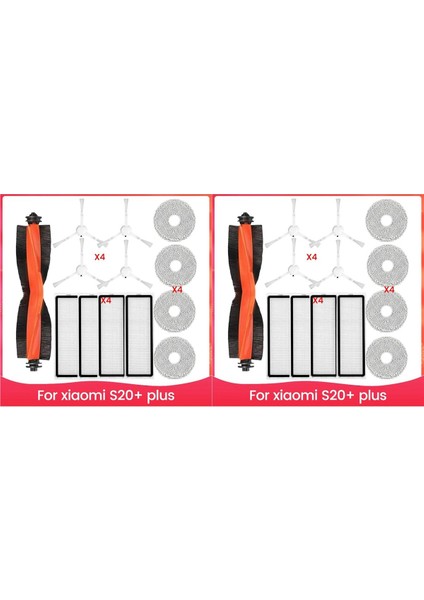 Xiaomi S20 + Artı Elektrikli Süpürge Ana Yan Fırça Hepa Filtre Paspas Pedleri Aksesuarları Kitleri Için 2 Takım Yedek Parçalar (Yurt Dışından)