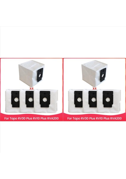 8x Elektrikli Süpürge Torbası Değiştirme Tapo RV30 Artı RV10 Artı RVA200 Robot Vakum Parçaları Büyük Kapasiteli Toz Torbaları (Yurt Dışından)