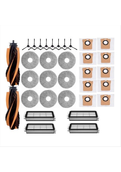 33 Adet Jonr P20 Pro/t5 Pro Robotlu Süpürge Parçaları Yedek Ana Yan Fırça Toz Torbası Hepa Filtre Paspas Bezi (Yurt Dışından)