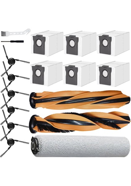 17 Adet Ana Fırça Rulo Paspas Toz Torbaları Yan Fırça Dreame Mova Z60 Ultra Robotlu Süpürge Parçaları (Yurt Dışından) modelleri