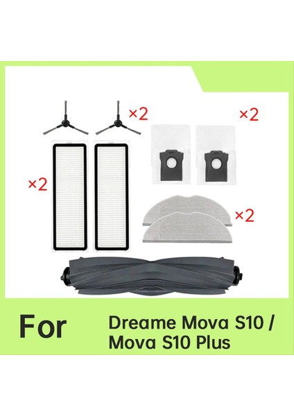 Dreame Mova S10 / Mova S10 Plus Süpürme Makinesi Aksesuarları Ana Yan Fırça Paspas Filtresi Toz Torbaları Için 9 Adet (Yurt Dışından) fiyatları