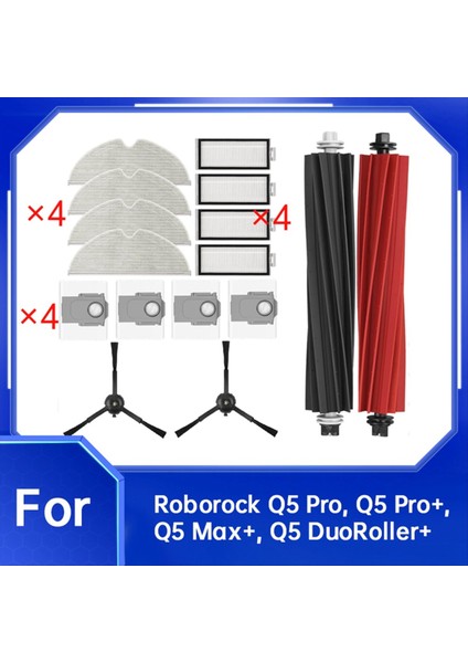 16 Adet Roborock Q5 Pro Q5 Pro+ Q5 Max+ Q5 Duoroller+ Elektrikli Süpürge Ana Yan Fırça Paspas Filtresi Toz Torbaları (Yurt Dışından) modelleri