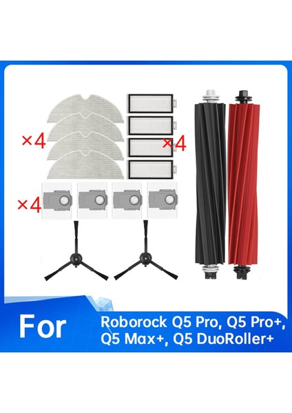 16 Adet Roborock Q5 Pro Q5 Pro+ Q5 Max+ Q5 Duoroller+ Elektrikli Süpürge Ana Yan Fırça Paspas Filtresi Toz Torbaları (Yurt Dışından) fırsatları