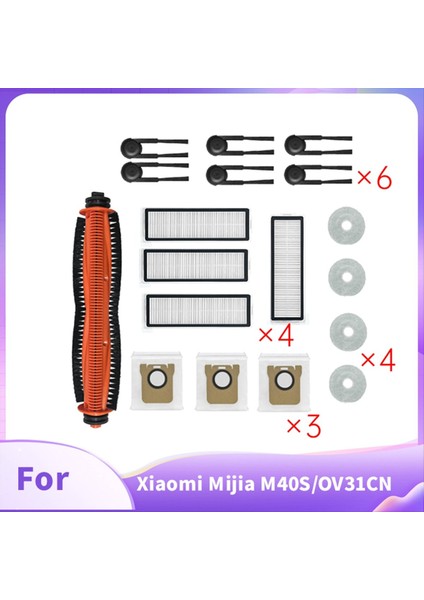 Xiaomi Mijia M40S/OV31CN Vakum Süpürge Aksesuarları Ana Roller Yan Fırça Hepa Filtre Mop Bez Toz Çantaları (Yurt Dışından) fırsatları