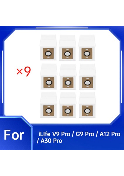 Ilıfe V9 Pro / G9 Pro / A12 Pro / A30 Pro Robotlu Süpürge Için 9 Adet Yedek Toz Torbası Aksesuarları (Yurt Dışından) fiyatları