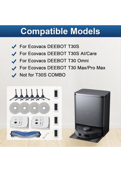 Ecovacs Deebot T30S Serisi T30S Pro/aı/care/aı Bakım Robotu Vakum Yedek Parçaları Için Aksesuarlar (Yurt Dışından) modelleri