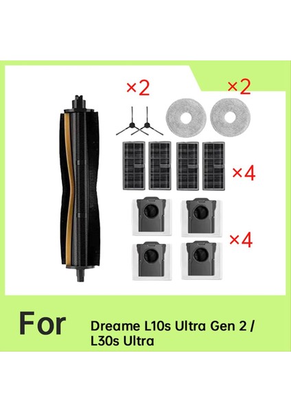 Dreame L10S Ultra Gen 2/L30S Ultra Temizleyici Parçaları Yedek Ana Yan Fırça Paspas Filtresi Toz Torbaları (Yurt Dışından) fırsatları