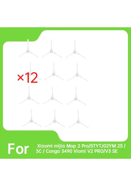 Xiaomi Mijia Mop 2 PRO/STYTJ02YM 2s/3c/conga 3490 Viomi V2 Pro/v3 Se Süpürgesi Için 12 Adet Yan Fırça (Yurt Dışından) modelleri