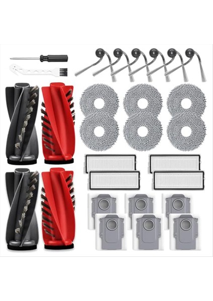 Roborock Qrevo Edge/edge S5A S5A Robot Vakum Aksesuarları Set Roller Fırça Yan Fırça Filtreleri Uzun ve Yuvarlak Paspas Pedleri (Yurt Dışından)