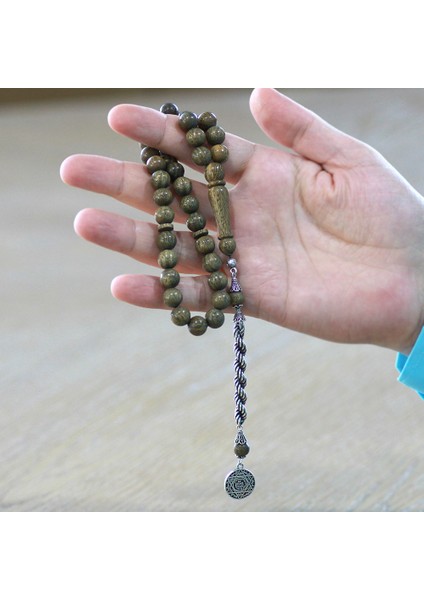 925 Ayar Gümüş Halat Püsküllü Küre Kesim Açık Kahverengi Pelesenk Tesbih modelleri