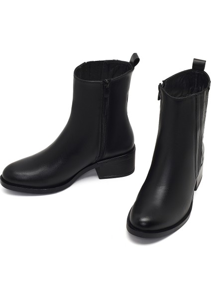 Kadın Siyah Fermuarlı Deri Bot 25WFD360618 modelleri