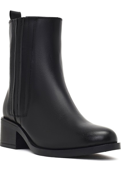 Kadın Siyah Fermuarlı Deri Bot 25WFD360618