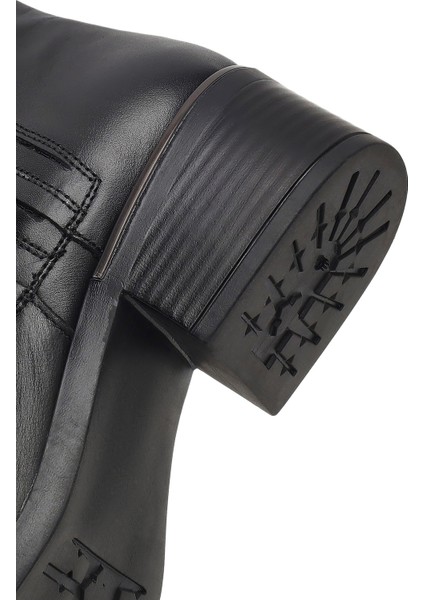 Kadın Siyah Fermuarlı Deri Bot 25WFD360618