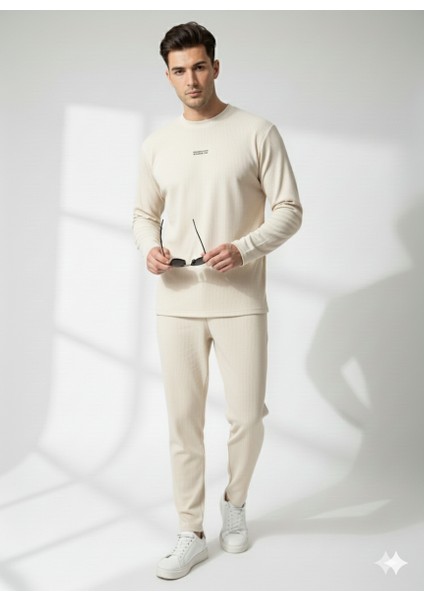 Unısex Bisiklet Yaka Kabartma Baskılı Içi Pamuklu Cepli Alt-Üst Takım