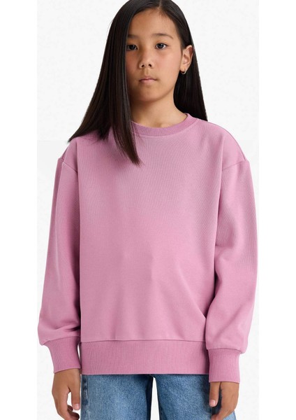 Kız Çocuk Relax Fit Bisiklet Yaka Basic Düz Okul Sweatshirt A2797A825AU