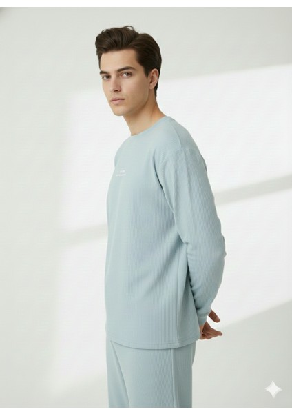 Unısex Bisiklet Yaka Kabartma Baskılı Içi Pamuklu Cepli Alt-Üst Takım