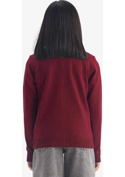 Kız Çocuk V Yaka Düğmeli Okul Triko Hırkası