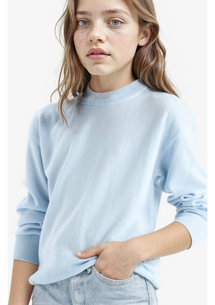 Kız Çocuk Standart Fit Bisiklet Yaka Triko Kazak C6902A825AU