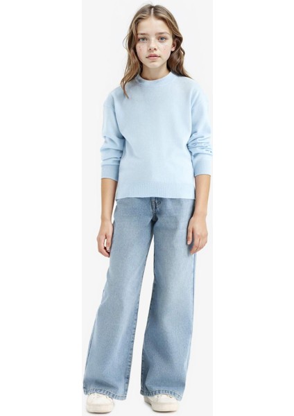 Kız Çocuk Standart Fit Bisiklet Yaka Triko Kazak C6902A825AU