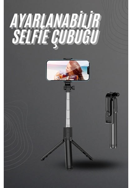 Selfie Çubuğu Tripod Bluetooth Kumandalı Selfie Çubuğu Telefon Tutucu - MB000X-2H5MW4