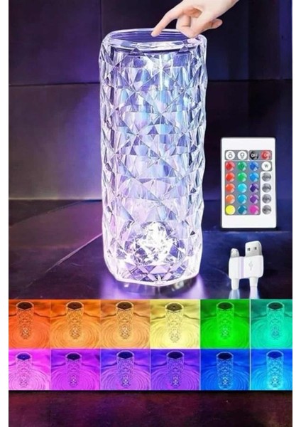 Gece Lambası Kristal Lamba Dokunmatik Şarjlı Hediyelik - MB000X-2H1MT7 fırsatları