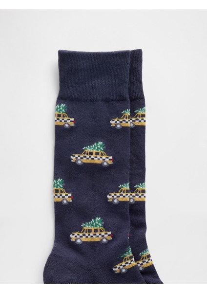 Erkek Lacivert Grafik Baskılı Çorap fiyatları