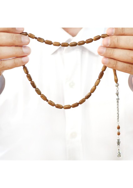 Kararmaz Metal Arnavut Zincir Püsküllü Kolye Kesim Açık Kahverengi Cilalı Kuka Tesbih fırsatları