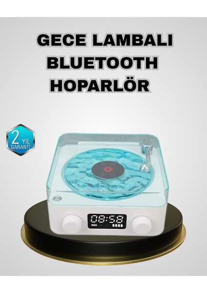 Bluetooth Hoparlörlü Gece Lambası Dijital Saat Ekranlı Su Dalgası Efektli Dekor - MB000X-2GV8E