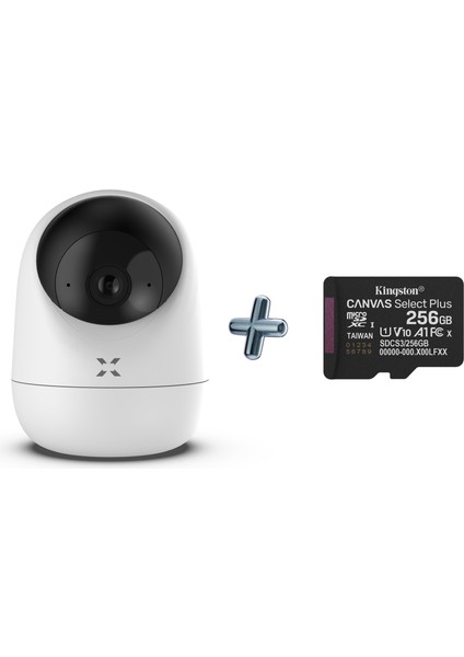 Akıllı İç Mekan Kamera 1080p Full HD Gece Görüşlü 3 MP Sesli Görüntülü Kamera ve 256GB Hafıza Kartı Seti