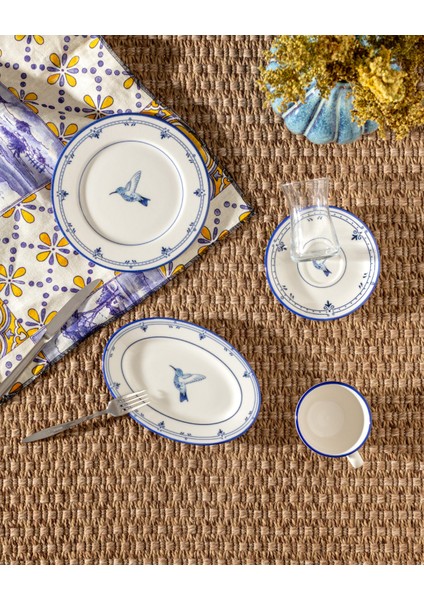 Oiseau 2 Kişilik 10 Parça Ikram Yemek Seti - Mavi/beyaz