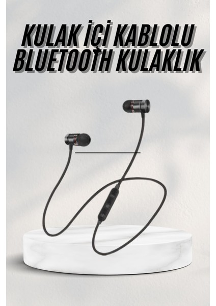 Sports Mıknatıslı Siyah Bluetooth Kulaklık Kablolu Uzun Pil Ömrü - MB000X-2H5LI9
