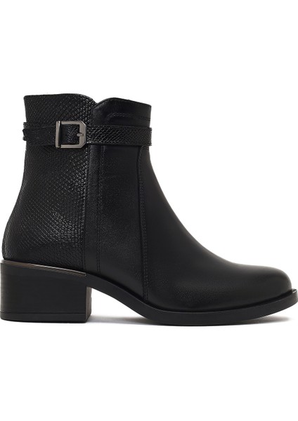 Kadın Siyah Fermuarlı Deri Bot 25WFD360814