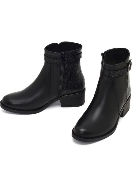 Kadın Siyah Fermuarlı Deri Bot 25WFD360814 modelleri