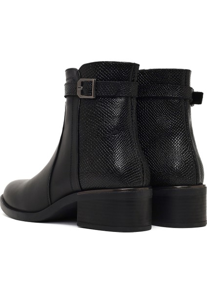 Kadın Siyah Fermuarlı Deri Bot 25WFD360814