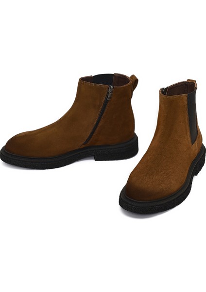 Erkek Kahverengi Fermuarlı Süet Deri Bot 25WFD720210 modelleri